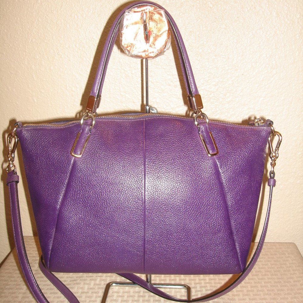 Coach Kelsey Purple Leather Satchel Shoulder Bag